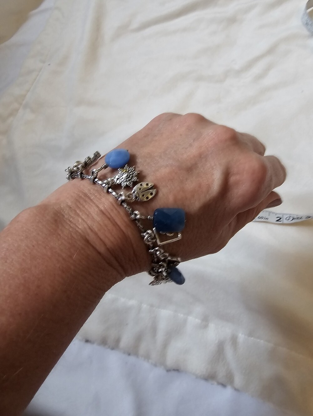 Brighton Fortune Blue Quartz Charm Bracelet Retired Vintage J31792 - Picture 8 of 8